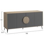 ΜΠΟΥΦΕΣ SAVORE HM18368.13 ΜΕΛΑΜΙΝΗ SONAMA/ΓΚΡΙ-ΜΑΥΡΑ ΜΕΤΑΛ.ΠΟΔΙΑ 180x35.5x82Υεκ. - Image 2