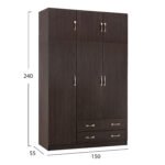 ΝΤΟΥΛΑΠΑ 3ΦΥΛΛΗ ΜΕ ΠΑΤΑΡΙ CARLY HM10891.01 ΜΕΛΑΜΙΝΗ ΣΕ ZEBRANO 150X55Χ240Υεκ. - Image 2