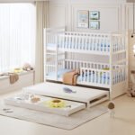 ΠΑΙΔΙΚΗ ΚΟΥΚΕΤΑ ΜΕ ΣΤΡΩΜΑΤΑ & ΣΥΡΤΑΡΙΑ TRIPLON HM10996 ΞΥΛΟ ΠΕΥΚΟΥ ΛΕΥΚΟ 207x97x168Υ - Image 2