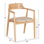 ΠΟΛΥΘΡΟΝΑ ΤΡΑΠΕΖΑΡΙΑΣ TARGA HM18336.11 RUBBERWOOD ΦΥΣΙΚΟ & PU ΕΚΡΟΥ 58x54x78Yεκ - Image 2