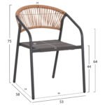 ΣΕΤ ΤΡΑΠΕΖΑΡΙΑΣ 5ΤΜΧ BRUNO HM10860.01 ΚΑΡΕΚΛΕΣ ΜΕΤΑΛΛΙΚΕΣ & ΤΡΑΠΕΖΙ 140x80εκ ΓΚΡΙ - Image 3
