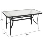 ΣΕΤ ΤΡΑΠΕΖΑΡΙΑΣ 5ΤΜΧ BRUNO HM10860.03 ΚΑΡΕΚΛΕΣ ΜΕΤΑΛΛΙΚΕΣ & ΤΡΑΠΕΖΙ 140x80εκ ΜΑΥΡΟ - Image 2