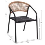 ΣΕΤ ΤΡΑΠΕΖΑΡΙΑΣ 5ΤΜΧ BRUNO HM10860.03 ΚΑΡΕΚΛΕΣ ΜΕΤΑΛΛΙΚΕΣ & ΤΡΑΠΕΖΙ 140x80εκ ΜΑΥΡΟ - Image 3