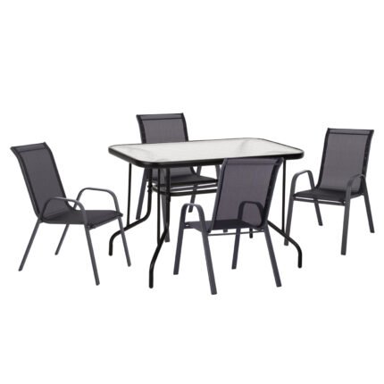 Αγόρασε ΣΕΤ ΤΡΑΠΕΖΑΡΙΑΣ 5ΤΜΧ ADAM HM10897.03 ΤΡΑΠΕΖΙ 110x60εκ & 4 ΠΟΛΥΘΡΟΝΕΣ--ΜΑΥΡΟ σε μοναδική τιμή στο clickforshop.gr