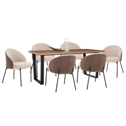 Αγόρασε ΣΕΤ ΤΡΑΠΕΖΑΡΙΑΣ 7ΤΜΧ ASTORIA HM10933.02 MDF TOP--ΥΦΑΣΜΑ ΜΠΕΖ/ΚΑΦΕ & ΜΕΤΑΛΛΟ ΜΑΥΡΟ σε μοναδική τιμή στο clickforshop.gr