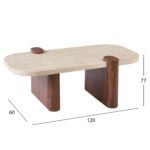 ΤΡΑΠΕΖΙ ΣΑΛΟΝΙΟΥ ARDEN HM18435 MDF TOP ΟΨΗ ΤΡΑΒΕΡΤΙΝΑΣ-MDF ΠΟΔΙΑ ΚΑΡΥΔΙ 120x60x40Υεκ - Image 2