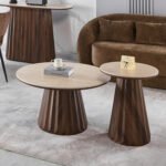 ΤΡΑΠΕΖΙ ΣΑΛΟΝΙΟΥ WALDEN HM18437 ΚΕΡΑΜΙΚΟ TOP ΟΨΗ ΤΡΑΒΕΡΤΙΝΑΣ-MDF ΚΑΡΥΔΙ Φ80x46Υεκ. - Image 2