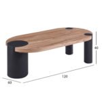 ΤΡΑΠΕΖΙ ΣΑΛΟΝΙΟΥ ΟΒΑΛ OVALON HM18433.05 MDF TOP ΚΑΡΥΔΙ-MDF ΠΟΔΙΑ ΜΑΥΡΑ 120x60x40Υεκ - Image 3