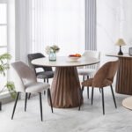 ΤΡΑΠΕΖΙ ΣΤΡΟΓΓΥΛΟ WALDEN HM18440 ΚΕΡΑΜΙΚΟ TOP ΣΕ ΤΡΑΒΕΡΤΙΝΑ--MDF ΒΑΣΗ Φ120x76Υεκ - Image 2