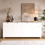 Μπουφές ArteLibre BALDER Λευκό/Φυσικό Μοριοσανίδα 180x42.1x80cm - Image 2