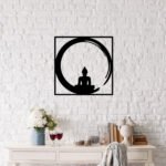 ΔΙΑΚΟΣΜΗΤΙΚΟ ΤΟΙΧΟΥ 100% ΜΕΤΑΛΛΙΚΟ ΜΑΥΡΟ BUDDHA FIGURE 50Χ50 HM7210 - Image 3