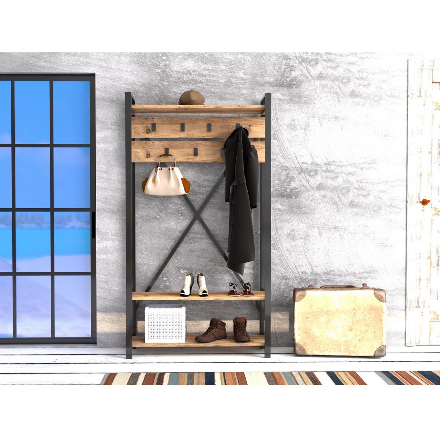 ΕΠΙΠΛΟ ΕΙΣΟΔΟΥ HM8943.01 NATURAL WOOD & ΜΑΥΡΟ 90x34x180 εκ. Αγόρασε ΕΠΙΠΛΟ ΕΙΣΟΔΟΥ HM8943.01 NATURAL WOOD & ΜΑΥΡΟ 90x34x180 εκ. σε μοναδική τιμή στο clickforshop.gr