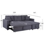 ΚΑΝΑΠΕΣ ΓΩΝΙΑ ΚΡΕΒΑΤΙ WAYNE 224x147x85Υεκ. HM3028.11 ΓΚΡΙ ΥΦΑΣΜΑ - Image 3