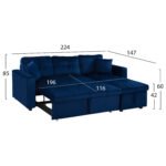 ΚΑΝΑΠΕΣ ΓΩΝΙΑ ΚΡΕΒΑΤΙ WAYNE 224x147x85Υεκ. HM3028.18 ΒΕΛΟΥΔΟ ΜΠΛΕ - Image 3
