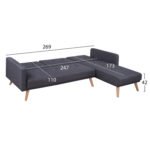 ΚΑΝΑΠΕΣ ΚΡΕΒΑΤΙ ΓΩΝΙΑ ΑΝΑΣΤΡΕΨΙΜΗ TALIA HM3153 ΜΕ ΓΚΡΙ ΥΦΑΣΜΑ 269X152X87Y εκ. - Image 3