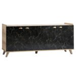 Αγόρασε ΜΠΟΥΦΕΣ ΜΕΛΑΜΙΝΗΣ HM9045.01 NATURAL WOOD - ΜΑΥΡΟ ΜΑΡΜΑΡΟ 180x41x77