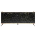 ΜΠΟΥΦΕΣ ΜΕΛΑΜΙΝΗΣ HM9045.01 NATURAL WOOD - ΜΑΥΡΟ ΜΑΡΜΑΡΟ 180x41x77,8Y εκ. - Image 3