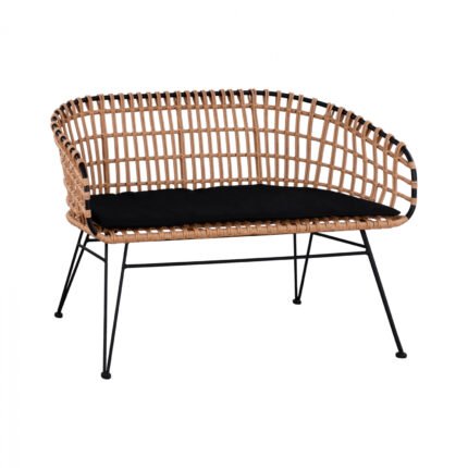 Αγόρασε ΠΑΓΚΑΚΙ ΜΕΤΑΛΛΙΚΟ ALLEGRA HM5692 ΜΕ WICKER ΜΑΥΡΟ-ΜΠΕΖ 124x57x77Υ εκ. σε μοναδική τιμή στο clickforshop.gr