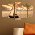 ΠΙΝΑΚΑΣ ΠΕΝΤΑΠΤΥΧΟ MDF SUNSET SAILING HM7206.01 100X0,3X60 εκ. - Image 3