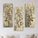 ΠΙΝΑΚΑΣ ΤΡΙΠΤΥΧΟ MDF RED FLOWERS AND BERRIES HM7204.01 60x50x0,3 εκ. - Image 3