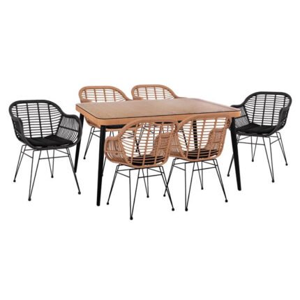 Αγόρασε ΣΕΤ 7ΤΜΧ ALLEGRA WICKER ΜΕ ΤΡΑΠΕΖΙ 160X90X78Υ ΜΠΕΖ & ΜΑΥΡΟ ΧΡΩΜΑ HM10513 σε μοναδική τιμή στο clickforshop.gr