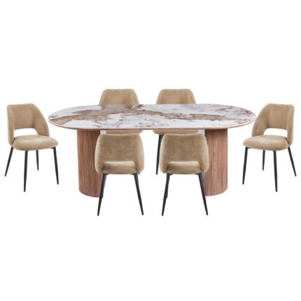 Αγόρασε ΣΕΤ ΤΡΑΠΕΖΑΡΙΑΣ 7ΤΜΧ MARBLEX HM11391 ΚΕΡΑΜΙΚΟ TOP PANDORA--ΚΑΡΕΚΛΕΣ ΜΕ ΥΦΑΣΜΑ TAUPE σε μοναδική τιμή στο clickforshop.gr