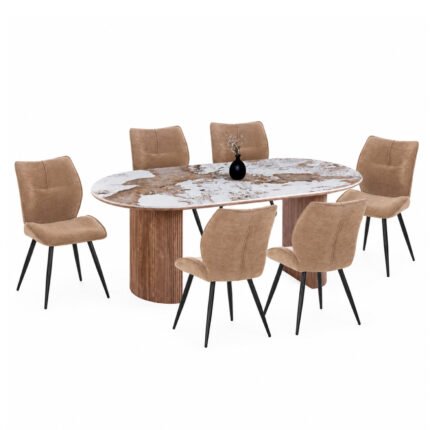 Αγόρασε ΣΕΤ ΤΡΑΠΕΖΑΡΙΑΣ 7ΤΜΧ MARBLEX HM11394.03 ΚΕΡΑΜΙΚΟ TOP PANDORA--ΚΑΡΕΚΛΕΣ ΥΦΑΣΜΑ TAUPE σε μοναδική τιμή στο clickforshop.gr
