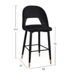 ΣΚΑΜΠΟ ΜΠΑΡ HARPER HM8526.04 ΒΕΛΟΥΔΟ ΜΑΥΡΟ ΜΕ ΜΕΤΑΛΛΙΚΟ ΣΚΕΛΕΤΟ 50Χ51Χ111Υ εκ. - Image 2