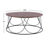 ΤΡΑΠΕΖΑΚΙ ΣΑΛΟΝΙΟΥ ZENA HM8690 MDF TOP ΜΕ ΜΕΤΑΛΛΙΚΟ ΜΑΥΡΟ ΣΚΕΛΕΤΟ Φ90Χ40Υ εκ. - Image 2