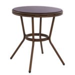 Αγόρασε ΤΡΑΠΕΖΙ ΑΛΟΥΜΙΝΙΟΥ MOSES Φ70x76 εκ. BAMBOO LOOK HM5532.03 ΚΑΦΕ ΜΕ ΓΥΑΛΙ σε μοναδική τιμή στο clickforshop.gr