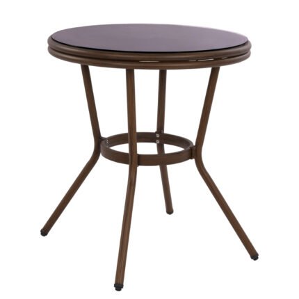 Αγόρασε ΤΡΑΠΕΖΙ ΑΛΟΥΜΙΝΙΟΥ MOSES Φ70x76 εκ. BAMBOO LOOK HM5532.03 ΚΑΦΕ ΜΕ ΓΥΑΛΙ σε μοναδική τιμή στο clickforshop.gr