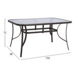 ΤΡΑΠΕΖΙ BRUNO 150X90Χ72Υεκ. ΚΑΦΕ ΜΕΤΑΛΛΙΚΟ ΜΕ ΓΥΑΛΙΝΗ ΕΠΙΦΑΝΕΙΑ HM5145.02 - Image 2