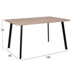 ΤΡΑΠΕΖΙ ΤΡΑΠΕΖΑΡΙΑΣ OFIRA 140X80 SONAMA ΜΕ ΜΑΥΡΑ ΠΟΔΙΑ HM8374 - Image 2