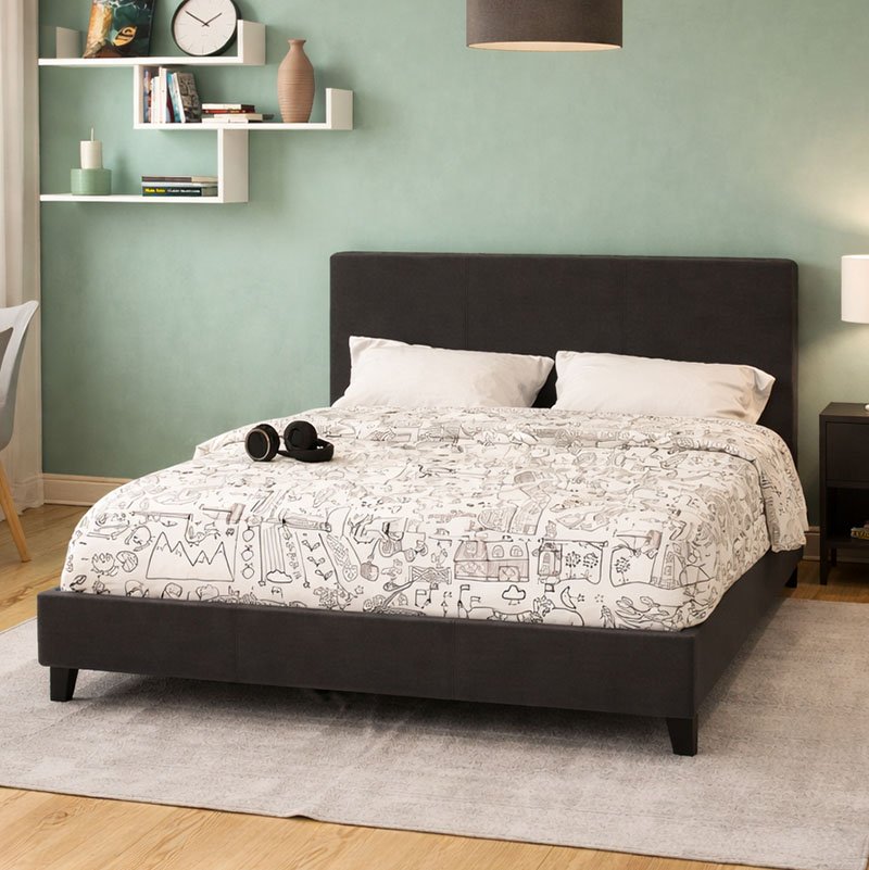 Βρες το Κρεβάτι Nevil pakoworld 150x200 PU χρώμα μαύρο ματ σε μοναδική τιμή στο clickforshop.gr