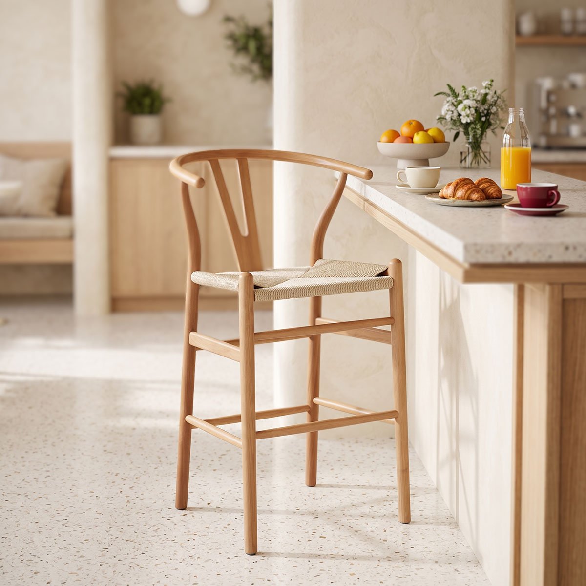 Σκαμπό μπαρ Wishbone pakoworld μεσαίου ύψους rubberwood-σχοινί σε φυσική απόχρωση 55x49x96εκ Βρες το Σκαμπό μπαρ Wishbone pakoworld μεσαίου ύψους rubberwood-σχοινί σε φυσική απόχρωση 55x49x96εκ σε μοναδική τιμή στο clickforshop.gr