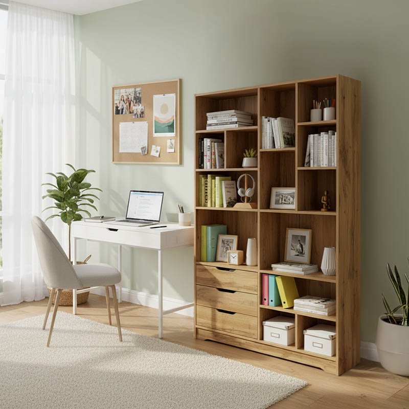 Βρες το Βιβλιοθήκη Lucinda pakoworld oak 120x29.8x180.5εκ σε μοναδική τιμή στο clickforshop.gr