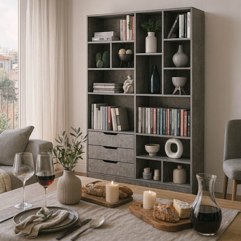 Βρες το Βιβλιοθήκη Lucinda pakoworld γκρι oak 120x29.8x180.5εκ σε μοναδική τιμή στο clickforshop.gr