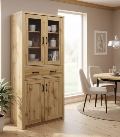 Βρες το Βιτρίνα-ντουλάπα Nisso pakoworld σε oak απόχρωση 80x40x183.5εκ σε μοναδική τιμή στο clickforshop.gr