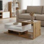 Βρες το Τραπέζι σαλονιού Nuvele pakoworld sonoma-λευκό 90x50x35εκ σε μοναδική τιμή στο clickforshop.gr