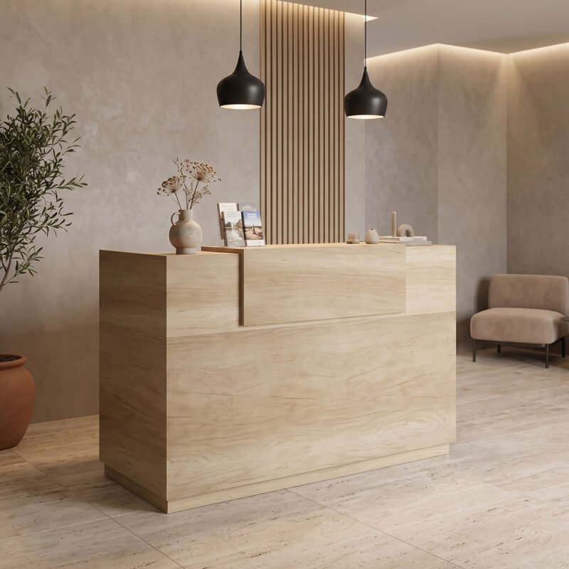 Βρες το Γραφείο reception Lotus pakoworld σε χρώμα φυσικό 200x70x110εκ σε μοναδική τιμή στο clickforshop.gr