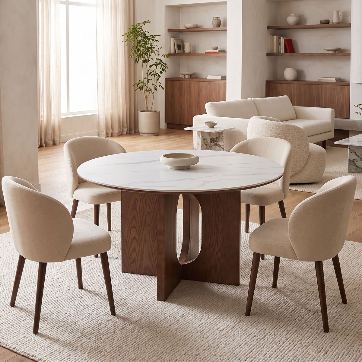 Τραπέζι Merge pakoworld sintered stone-mdf σε λευκό μαρμάρου με καρυδί βάση Φ130x75εκ Βρες το Τραπέζι Merge pakoworld sintered stone-mdf σε λευκό μαρμάρου με καρυδί βάση Φ130x75εκ σε μοναδική τιμή στο clickforshop.gr