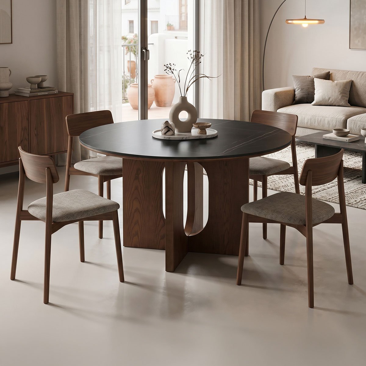 Τραπέζι Merge pakoworld sintered stone-mdf σε μαύρο μαρμάρου με καρυδί βάση Φ130x75εκ Βρες το Τραπέζι Merge pakoworld sintered stone-mdf σε μαύρο μαρμάρου με καρυδί βάση Φ130x75εκ σε μοναδική τιμή στο clickforshop.gr