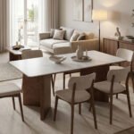 Βρες το Τραπέζι Versy pakoworld sintered stone-mdf σε λευκό μαρμάρου με καρυδί βάση 160x90x75εκ σε μοναδική τιμή στο clickforshop.gr