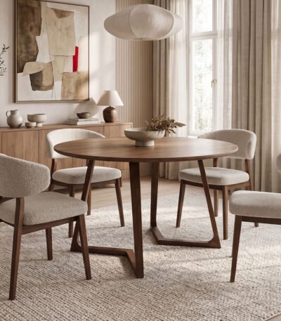 Βρες το Τραπέζι Sedria pakoworld mdf καρυδί Φ120x75εκ σε μοναδική τιμή στο clickforshop.gr