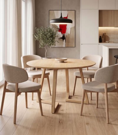 Βρες το Τραπέζι Sedria pakoworld mdf σε φυσική απόχρωση Φ120x75εκ σε μοναδική τιμή στο clickforshop.gr