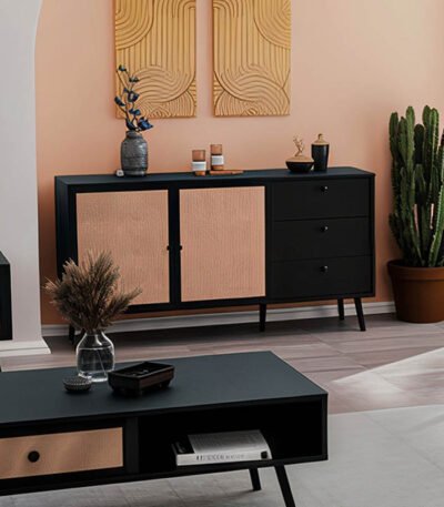 Βρες το Μπουφές Oslo pakoworld μαύρο-φυσικό 150x39x79εκ σε μοναδική τιμή στο clickforshop.gr