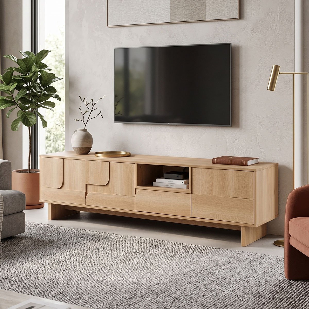 Έπιπλο τηλεόρασης Jenfia pakoworld mdf σε φυσική απόχρωση 180x39x45 Βρες το Έπιπλο τηλεόρασης Jenfia pakoworld mdf σε φυσική απόχρωση 180x39x45