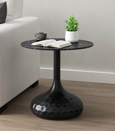 Βρες το Βοηθητικό τραπέζι Fabron Inart μαύρο sintered stone Φ50x52εκ σε μοναδική τιμή στο clickforshop.gr