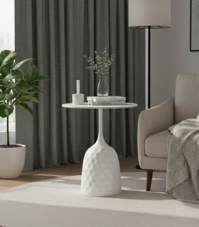 Βρες το Βοηθητικό τραπέζι Kousien Inart λευκό sintered stone Φ50x60εκ σε μοναδική τιμή στο clickforshop.gr