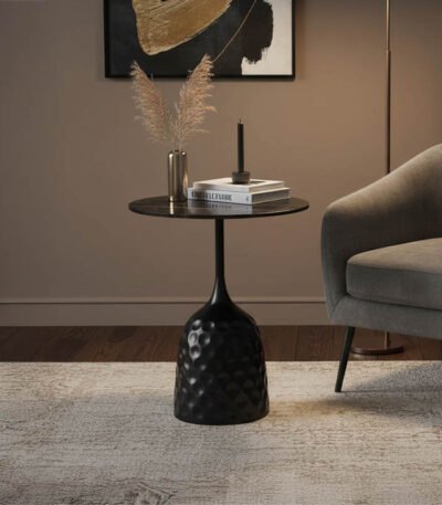 Βρες το Βοηθητικό τραπέζι Kousien Inart μαύρο sintered stone Φ50x60εκ σε μοναδική τιμή στο clickforshop.gr